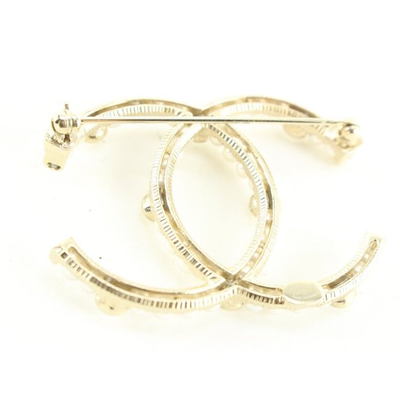 Chanel 20C CC Brooch Golden 1CK419C. Gold plated, crystal and pearls. - Picture 8 of 9